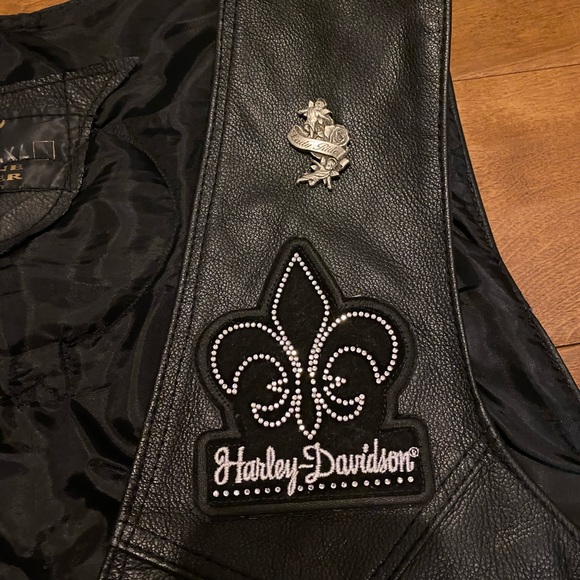 Women’s Genuine Leather Vest with Harley Davidson patches XL Biker Motorcycle - Picture 3 of 13